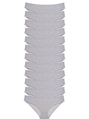 Leopardess 12 adet Süper Eko Set Likralı Kadın Slip Külot Gri