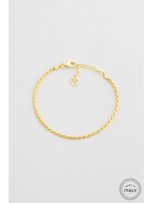 So CHIC Milano 18 Ayar Sarı Altın Kaplama 19 Cm Gümüş İtalyan Bileklik