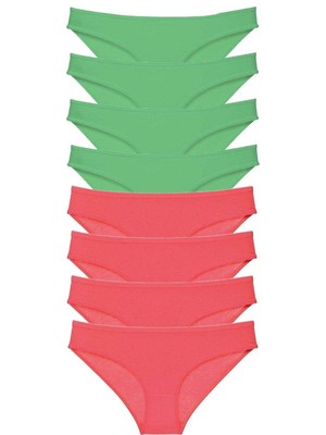 Leopardess 8 adet Eko Set Likralı Kadın Slip Külot Yeşil Fuşya