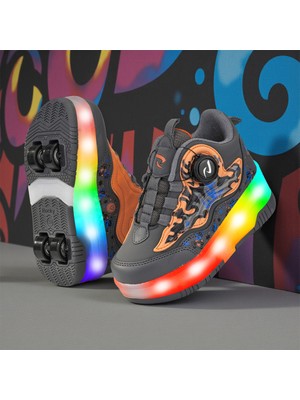 Rocky Sport Flames Çocuk Patenli, Işıklı Rahat Füme-Turuncu ve Günlük Ayakkabı&sneaker | Yeni Model Tarz Patenli Kaykay Ayakkabı
