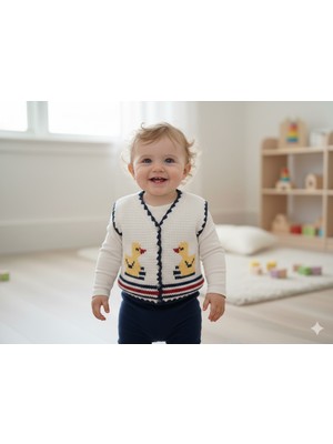 El Örgüsü Göz Nuru Desenli Bebek Yeleği