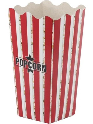 Borapack 20 Adet Popcorn Kutusu  Kırmızı Beyaz