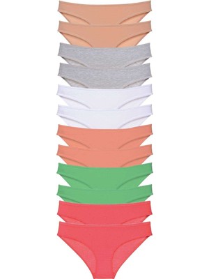 Leopardess 12 adet Süper Eko Set Likralı Kadın Slip Külot Set