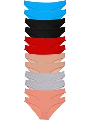 Leopardess 12 adet Eko Set Likralı Kadın Slip Külot Çok Renkli