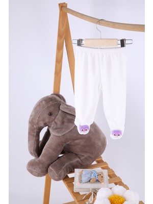 Baby Hola Kadife Oyuncaklı Kız Erkek Bebek Çocuk Pantolon Beyaz BAYKUŞ03-1521