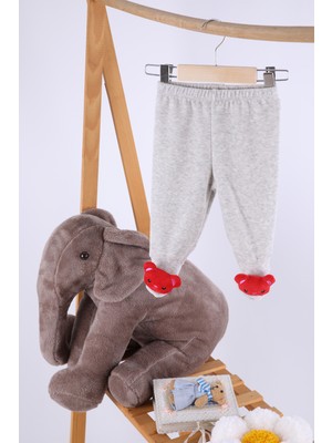 Baby Hola Kadife Oyuncaklı Kız Erkek Bebek Çocuk Pantolon Kırmızı AYI03-1521