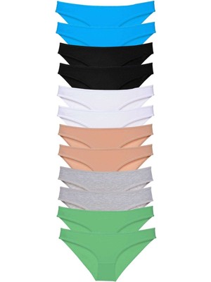 Leopardess 12 adet Eko Set Likralı Kadın Slip Külot Çok Renkli