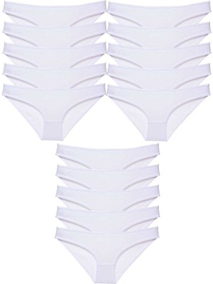 Leopardess 15 adet Süper Eko Set Likralı Kadın Slip Külot Beyaz