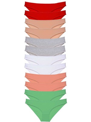 Leopardess 12 adet Süper Eko Set Likralı Kadın Slip Külot Set