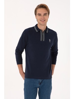 U.S. Polo Assn. Erkek Comfort Fit Yarım Fermuarlı Lacivert Sweatshirt 50308927-VR033