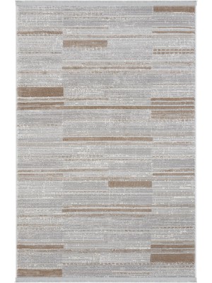 Cool Halı Nevada Gri Kahve Makine Halısı Çizgili Modern Yumuşak Parlak Oturma Odası Salon Halısı