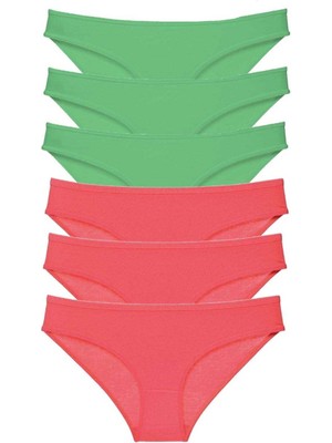 Leopardess 6 adet Eko Set Likralı Kadın Slip Külot Yeşil Fuşya