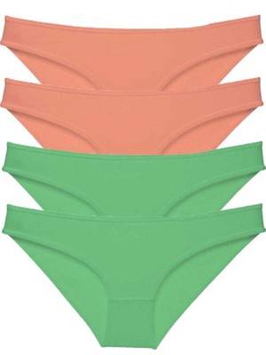 Leopardess 4 adet Eko Set Likralı Kadın Slip Külot Pudra Yeşil