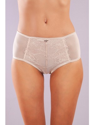 Leopardess Golshan Gaspara Control Slip, Kadın Güpürlü Tül Ten  Renk Yüksek Bel Külot