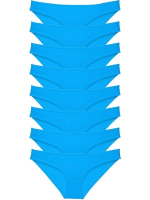 Leopardess 8 adet Süper Eko Set Likralı Kadın Slip Külot Mavi