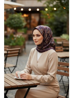 Afvente Paisley Desen Acı Kahve Soft Pamuk Eşarp