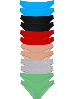 Leopardess 12 adet Eko Set Likralı Kadın Slip Külot Çok Renkli