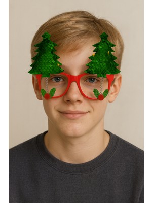 Okavango Unisex Yılbaşı Süsü Yılbaşı Gözlüğü Yılbaşı Temalı Hediyeler Yeşil Çam Ağaçlı Yılbaşı Süsü