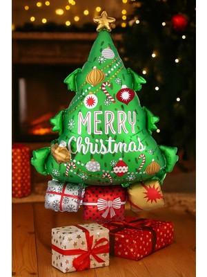 Okavango Yılbaşı Ağacı Süsleri 1 Adet Yılbaşı Hediye Paketi Noel Süsü Folyo Balon 80-55 cm