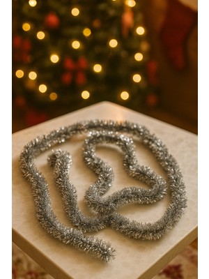 Okavango Yılbaşı Ağacı Süsü Çam Ağacı Süsü Tüylü Süs Çok Amaçlı Kullanım Garland (Gümüş)