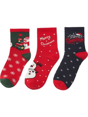 Okavango 3'lü Yılbaşı Çorapları, Yılbaşı Desenli Renkli Çorap, Erkek Çorabı, Kadın Çorabı, Yılbaşı Hediyesi, Yılbaşı Süsü (36-40)