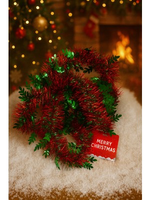 Okavango Yılbaşı Ağacı Süsü Çam Ağacı Süsü Tüylü Süs Çok Amaçlı Kullanım Garland (Kırmızı Yeşil)