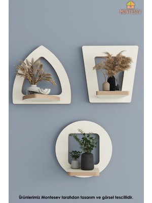 Montesev Ahşap Dekoratif Duvar Rafı 3 Lü Set ( MTS-176 )