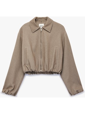 Koton x Şahika Ercümen - Uzun Kollu Cepli Fermuarlı Kısa Bomber Ceket