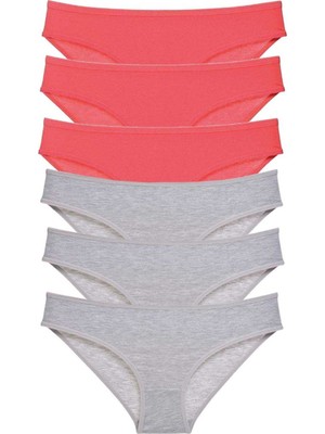 Leopardess 6 adet Süper Eko Set Likralı Kadın Slip Külot Fuşya Gri