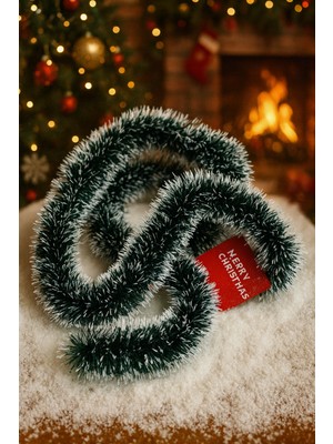 Okavango Yılbaşı Ağacı Süsü Çam Ağacı Süsü Tüylü Süs Çok Amaçlı Kullanım Garland (Yeşil Beyazlı)