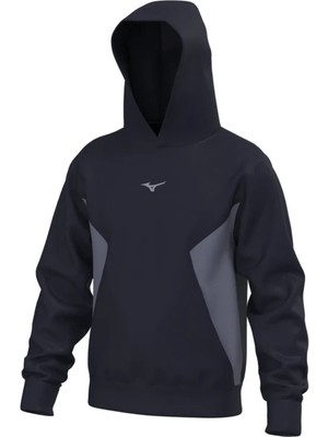 Mizuno Athletics Hoodie Erkek Kapüşonlu Sweatshirt Lacivert / Gri Düz Desenli Rahat Kesim