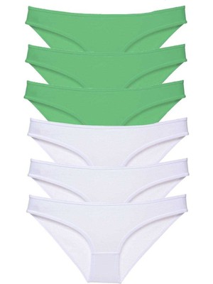 Leopardess 6 adet Eko Set Likralı Kadın Slip Külot Yeşil Beyaz