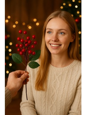 Okavango Yapay Çiçek Kırmızı Kokina Demeti Kokina Çiçeği Yılbaşı Süsü Yılbaşı Ağacı Süsü Lüx Hediyesi