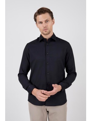 Paco Romano Erkek Slim Fit Siyah Gömlek