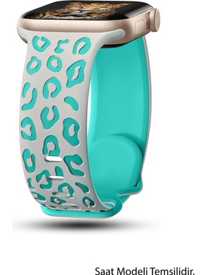 Nezih Case Samsung Galaxy Watch Fe / 4 / 5 / 5 Pro / 6 / 7 40 42 44 46MM Uyumlu Leopar Desenli Silikon Kordon