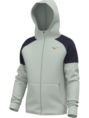 Mizuno Athletics Rb Erkek Kapüşonlu Fermuarlı Sweatshirt Gri / Lacivert