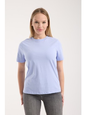 G-FOX Kadın %100 Pamuk Basic Yuvarlak Yaka Kısa Kollu Rahat Normal Kalıp Esnek Günlük Tişört 6010