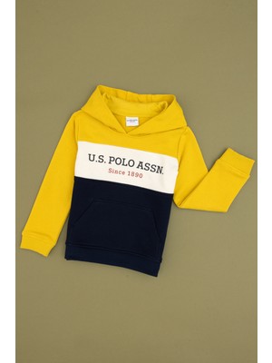 U.S. Polo Assn. Erkek Çocuk Sarı Kapüşonlu Basic Sweatshirt 50313969-VR094