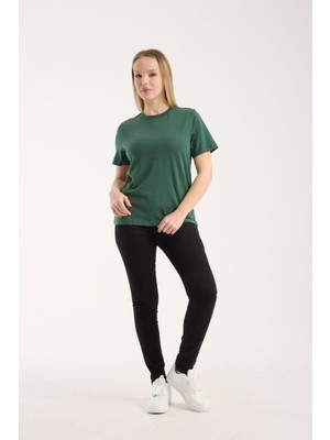 G-FOX Kadın %100 Pamuk Basic Yuvarlak Yaka Kısa Kollu Rahat Normal Kalıp Esnek Günlük Tişört 6010