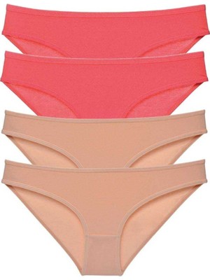 Leopardess 4 adet Süper Eko Set Likralı Kadın Slip Külot Fuşya Ten