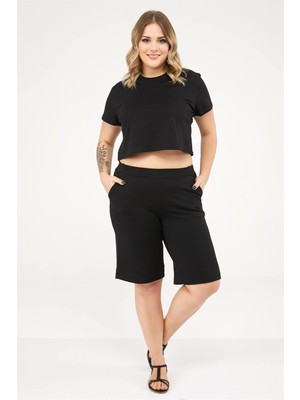 Basic Crop Tshirt-Siyah