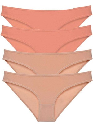 Leopardess 4 adet Süper Eko Set Likralı Kadın Slip Külot Pudra Ten