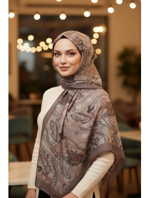 Afvente Ekose Paisley Desen Vizon Pamuk Şal