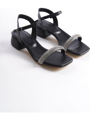 Alice Dress Laura Kalın Topuklu Taşlı Kadın Siyah Sandalet