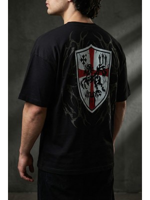 Liber Dark Knight - %100 Pamuk Siyah Oversize Tshirt