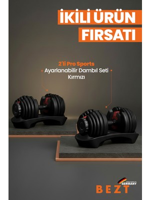 2 Li Bezt Pro Sports Ayarlanabilir Dambıl seti (Kırmızı)