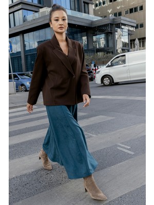 Nisan Triko Süet Midi Etek