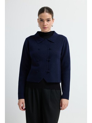 Adl Düğme Detaylı Triko Hırka Lacivert 13445366000