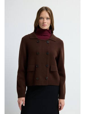 Adl Arkası Pileli Triko Hırka Kahve 13445322000