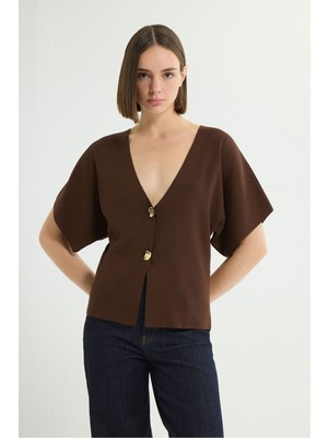 Love My Body V Yaka Triko Hırka Kahve 134L9642000